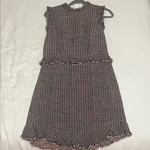 Rebecca Taylor Pink and Black Tweed Mini Dress